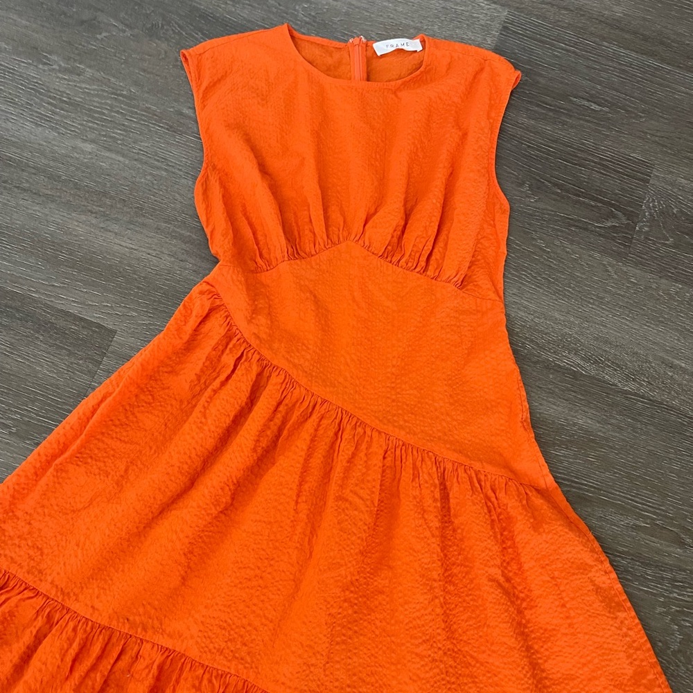 Frame Denim Orange Asymmetrical Dress